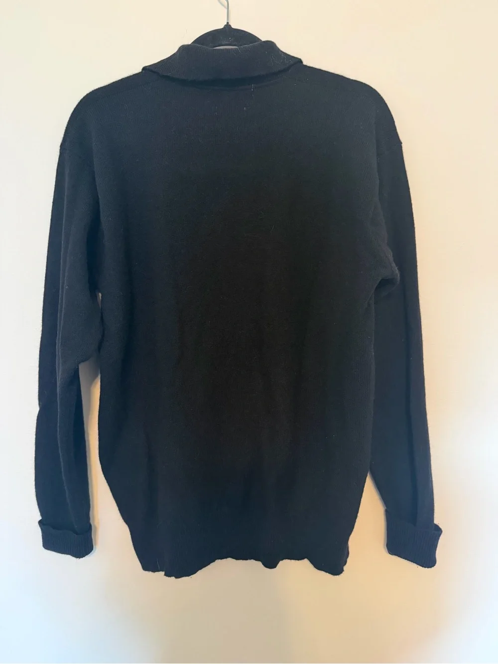 Ralph Lauren Black Long Sleeve Polo 100% Lambswool Sweater with Purple Pony